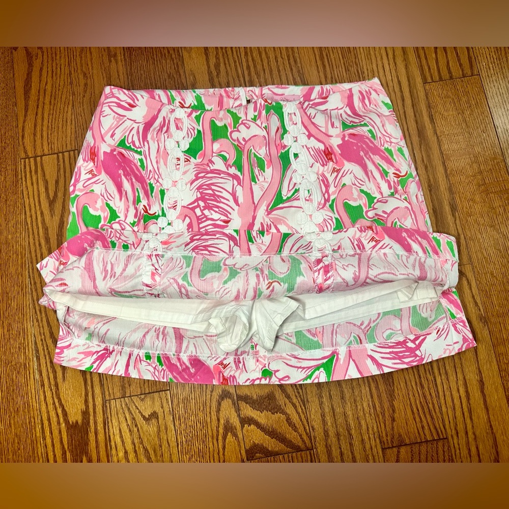 Lilly Pulitzer Pink and Green Flamingo Mini Skirt - Picture 5 of 9